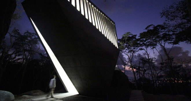 Sunset Chapel, Bunker Arquitectura, concrete, chapel, Mexico, green architecture, natural light, granite, religious architecture