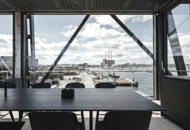 Arcgency, The Krane, Klaus Kastbjerg, coal crane spa, spa retreat copenhagen, spa retreat design, interior design, adaptive reuse, hanging spa, spa crane, coal crane renovation, monochromatic spaces, minimalist spa design, minimalist interiors,