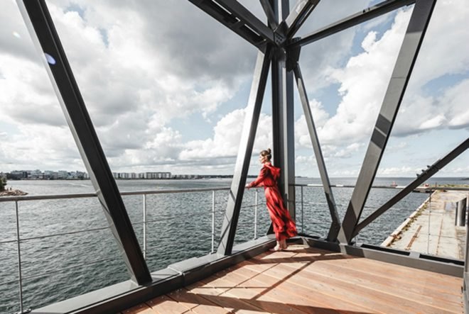 Arcgency, The Krane, Klaus Kastbjerg, coal crane spa, spa retreat copenhagen, spa retreat design, interior design, adaptive reuse, hanging spa, spa crane, coal crane renovation, monochromatic spaces, minimalist spa design, minimalist interiors,
