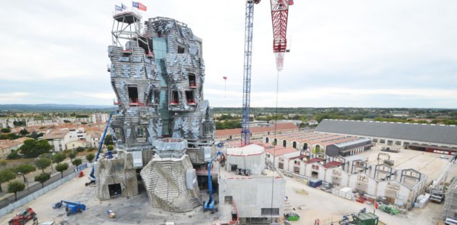 Frank Gehry, Gehry Partners, LUMA Arles, green tower, France, Selldorf Architects, Bas Smets, cultural complex, rehabilitation, artist's studio, stainless steel, LUMA Foundation
