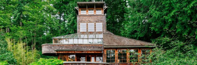 Jason McLennan, tree house tower, pugent sound tree house, seattle architecture, leo decaprio, reclaimed wood, reclaimed boat parts, home design, interior design, reclaimed furniture, green interior design, green architecture, porthole windows, Bainbridge Island, Bainbridge Island homes,