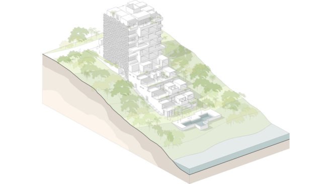 Tudor apartments, Urko Sánchez Architects, green facade, natural ventilation, Kenya, green architecture, minimize heat gain, terraces, green patio, panoramic views, natural light