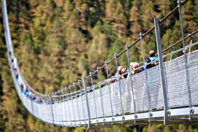 Switzerland, Europaweg, pedestrian bridge, world record, Charles Kuonen Suspension Bridge, hiking,