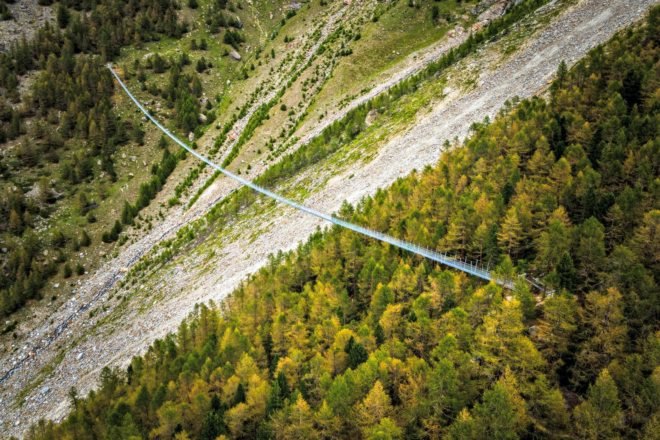 Switzerland, Europaweg, pedestrian bridge, world record, Charles Kuonen Suspension Bridge, hiking,