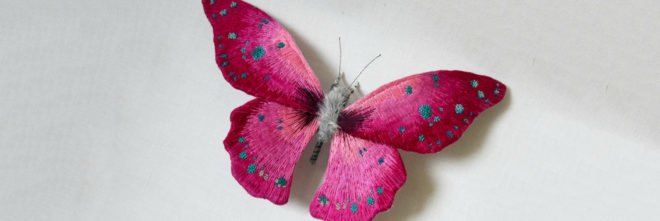 Yumi Okita, moth sculptures, fiber art, insect art, fabric sculptures, miniature sculptures, butterfly art, moth art, textile moth art, embroidered moths, embroidery art, diy art, etsy artists, intricate moth art, animal scupltures, textile artwork, textile sculptures