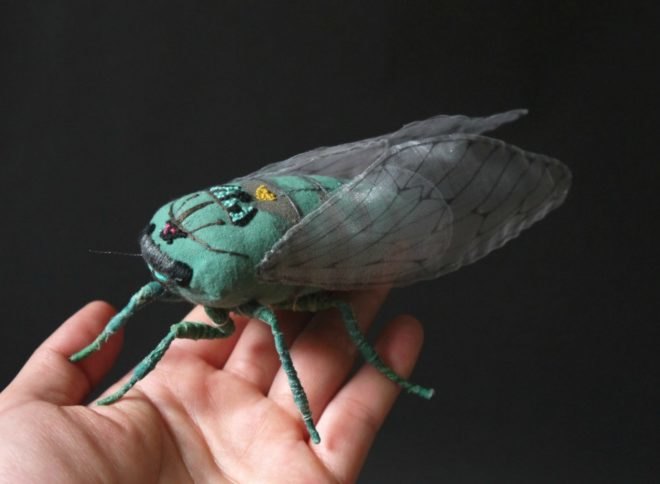 Yumi Okita, moth sculptures, fiber art, insect art, fabric sculptures, miniature sculptures, butterfly art, moth art, textile moth art, embroidered moths, embroidery art, diy art, etsy artists, intricate moth art, animal scupltures, textile artwork, textile sculptures