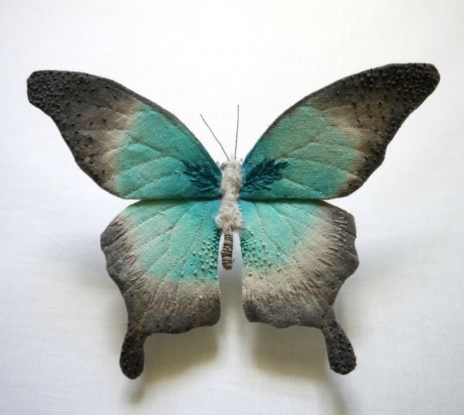 Yumi Okita, moth sculptures, fiber art, insect art, fabric sculptures, miniature sculptures, butterfly art, moth art, textile moth art, embroidered moths, embroidery art, diy art, etsy artists, intricate moth art, animal scupltures, textile artwork, textile sculptures