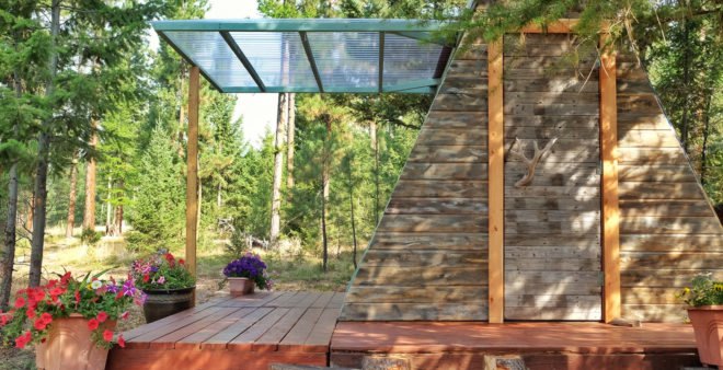 A-frame cabin, Montana, tiny house, Derek Diedricksen, affordable house, DIY cabin, solar power, solar panels, green architecture, Alla Ponomareva