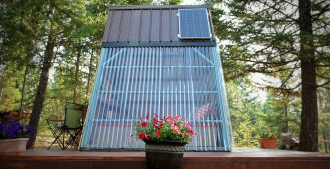 A-frame cabin, Montana, tiny house, Derek Diedricksen, affordable house, DIY cabin, solar power, solar panels, green architecture, Alla Ponomareva
