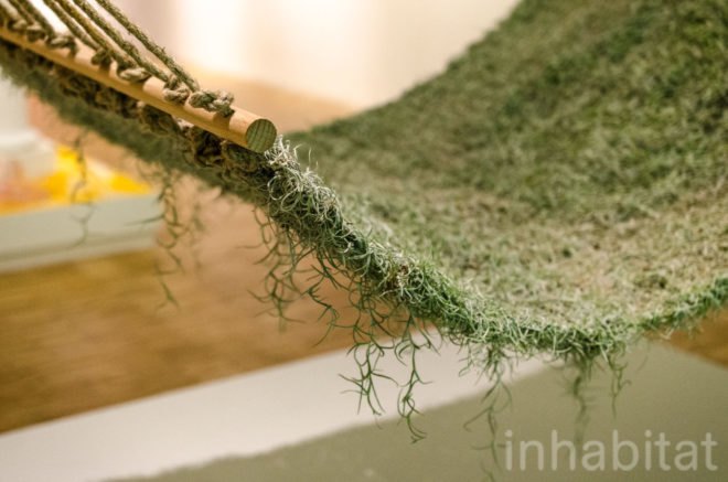 Naturalise, Ainhoa Garmendia, hammock, living furniture, soil-less plants, Spanish Moss, Tillandsia Usneoides, eco-fabric