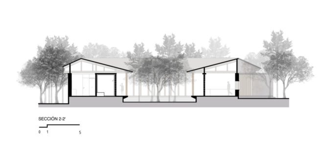 Casa Amacueca, CoA arquitectura, Departamento de Arquitectura, timber, stone, retreat, Mexico, concrete, wooden walkway, gable roof, natural light, courtyard