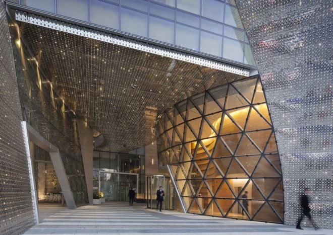 Harim Group Headquarters, Harim Group Headquarters architecture, Harim Group Headquarters by The Beck Group, LEDs office tower facade, Harim Group Headquarters sustainability, sustainable Seoul architecture