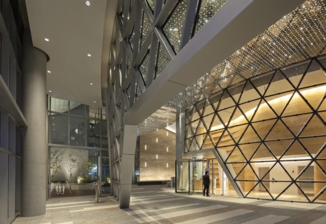 Harim Group Headquarters, Harim Group Headquarters architecture, Harim Group Headquarters by The Beck Group, LEDs office tower facade, Harim Group Headquarters sustainability, sustainable Seoul architecture