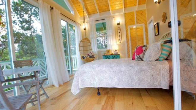 Hawaii Tiny Home, tiny home living, tiny houses, tiny home hawaii, tiny home hawaii airbnb, Hawaii tree cottage , volcano hawaii tiny home, off grid retreat hawaii, tropical tiny homes, tiny spaces, interior design tiny home, tiny home rentals, Hawaii Volcanoes National Park,