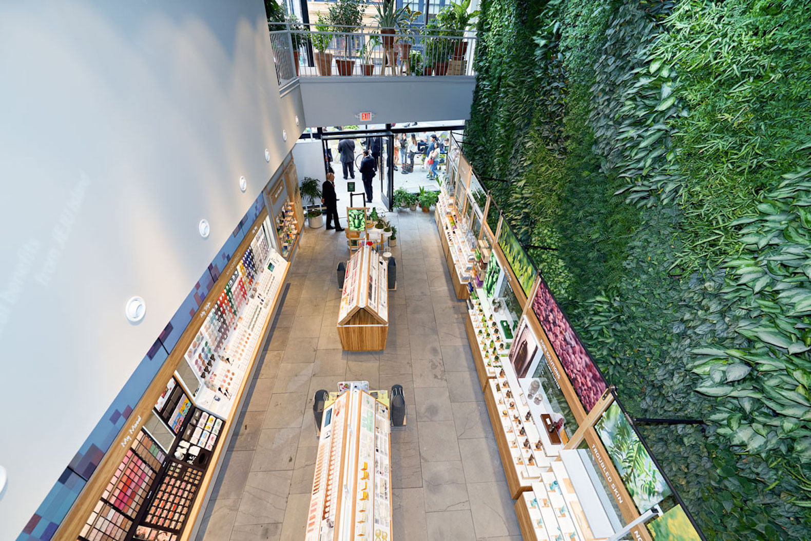 Innisfree green wall, Innisfree Union Square, Innisfree NYC, Innisfree Greenery NYC, Innisfree Green Wall by Greenery NYC, New York City green walls, largest public indoor green wall NYC, tropical plant evergreen green wall