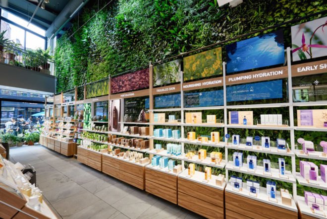 Innisfree green wall, Innisfree Union Square, Innisfree NYC, Innisfree Greenery NYC, Innisfree Green Wall by Greenery NYC, New York City green walls, largest public indoor green wall NYC, tropical plant evergreen green wall