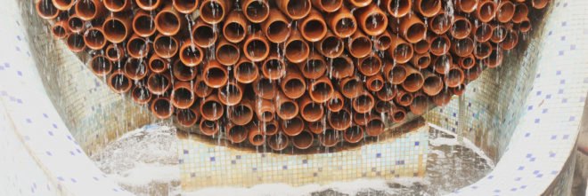 Ant Studio, DEKI Electronics air conditioner, natural cooling installation, evaporative cooling clay installation, zero energy air conditioner, evaporation and clay art, beautiful air conditioners