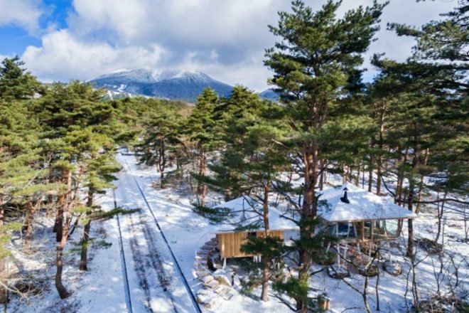 Life Style Koubou, One Year Project, Mount Bandai in Fukushima, Japan, homes on stilts, vacation homes japan, timber homes, wooden homes, timber cabins japan, japanese architecture, Mount Bandai home, glass cabins, cedar cabins, cedar retreats, off grid retreats, low impact design, green design, locally-sourced materials, locally-sourced timber, timber cabins japan