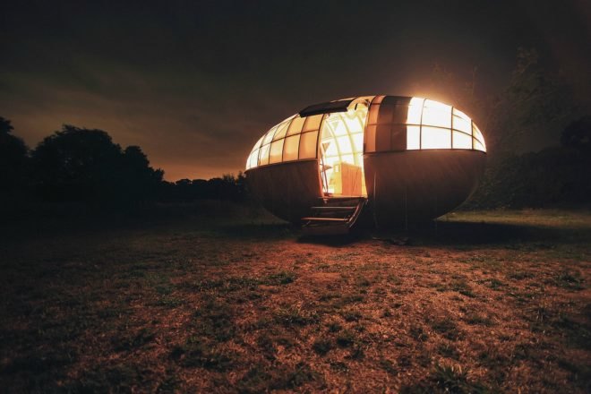 Mr Plocq's Caballon, Loire river estuary, Aurélie Poirrier, Igor-Vassili Pouchkarevtch-Dragoche, Vincent O’Connor, pod living, pod cabins, pod getways france, wooden pods, off grid retreats, off grid pods, camping pods, Émile Plocq, bird watching pods, movable housing, Loirestua, wooden pods, bird watching, off grid wooden pods