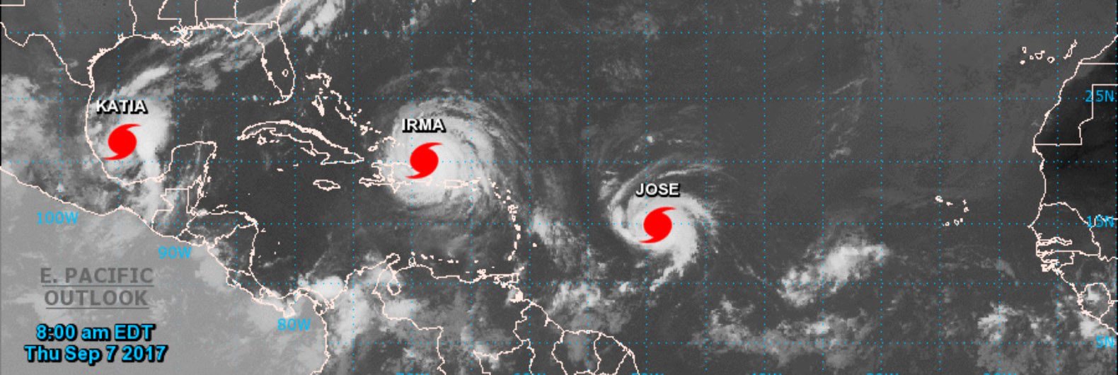 Three hurricanes form in the Atlantic for the first time since 2010
