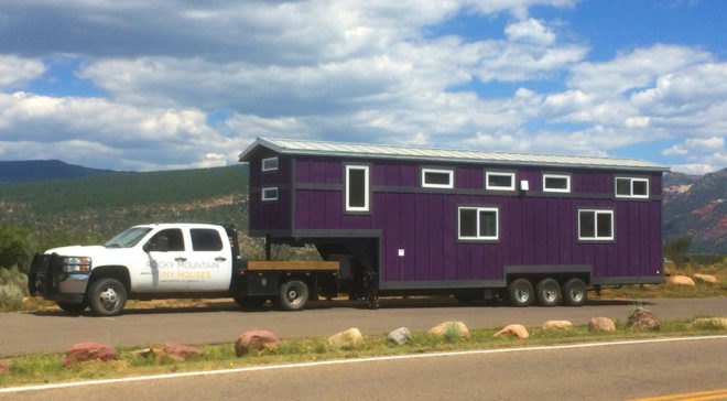 Pemberly trailer, tiny house, mobile home, trailer, Rocky Mountain Tiny Houses, green architecture, small spaces, LED lights, appliances, wood-burning stove, wooden lovers, Colorado
