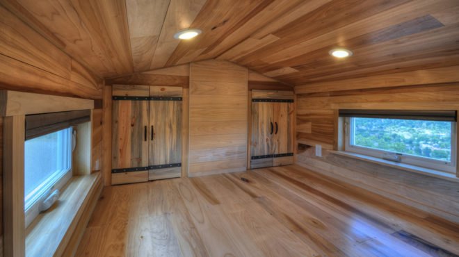 Pemberly trailer, tiny house, mobile home, trailer, Rocky Mountain Tiny Houses, green architecture, small spaces, LED lights, appliances, wood-burning stove, wooden lovers, Colorado