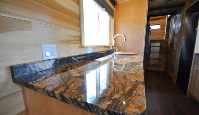 Pemberly trailer, tiny house, mobile home, trailer, Rocky Mountain Tiny Houses, green architecture, small spaces, LED lights, appliances, wood-burning stove, wooden lovers, Colorado