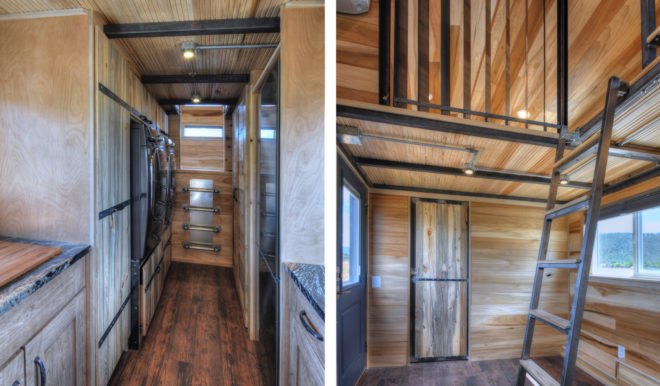 Pemberly trailer, tiny house, mobile home, trailer, Rocky Mountain Tiny Houses, green architecture, small spaces, LED lights, appliances, wood-burning stove, wooden lovers, Colorado