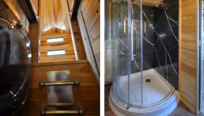 Pemberly trailer, tiny house, mobile home, trailer, Rocky Mountain Tiny Houses, green architecture, small spaces, LED lights, appliances, wood-burning stove, wooden lovers, Colorado