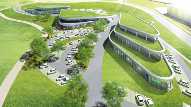 Sortimo, Steinbacher Consult, Innovationspark Zusmarshausen, Germany, electric car, electric cars, electric vehicle, electric vehicles, EV, EVs, EV charging station, EV charging stations, charging station, charging stations, EV charging, architecture, design, green roof, green roofs