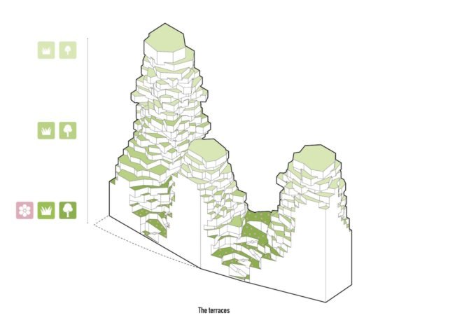 Valley by MVRDV, Valley Amsterdam by MVRDV, Valley MVRDV Piet Oudolf, Valley project by Piet Oudolf, Valley BREEAM-NL Excellent, Valley Zuidas project, Zuidas mixed use development, mountain inspired architecture, BREEAM-NL Excellent projects