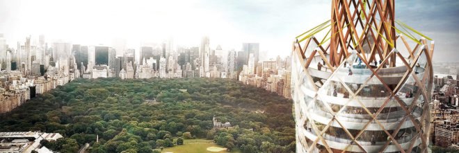 DFA, Central park reservoir, central park nyc, nyc parks, timber tower, Jacqueline Kennedy Onassis Reservoir, timber observation tower central park, water cleaning observation tower nyc, nyc observation tower dfa, wind turbine, water filtration systems,