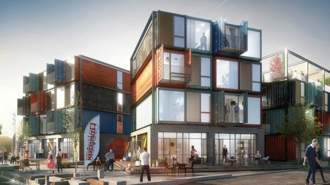 Arkitema Architects, Beat Box, beat box apartments, shipping container apartments in denmark, shipping container buildings, shipping container architecture, green design, sustainable building materials, shipping container homes, container buildings,