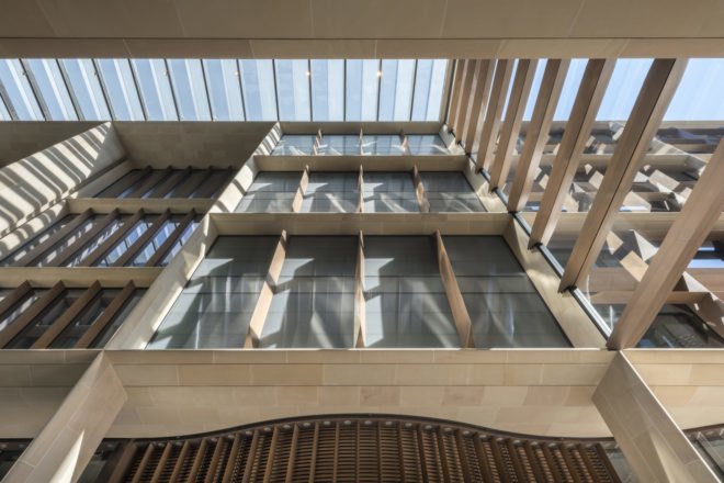 Bloomberg London HQ by Foster + Partners, London Bloomberg office, BREEAM Outstanding architecture, BREEAM Outstanding offices, sandstone and bronze architecture, sustainable office design, world’s most sustainable office