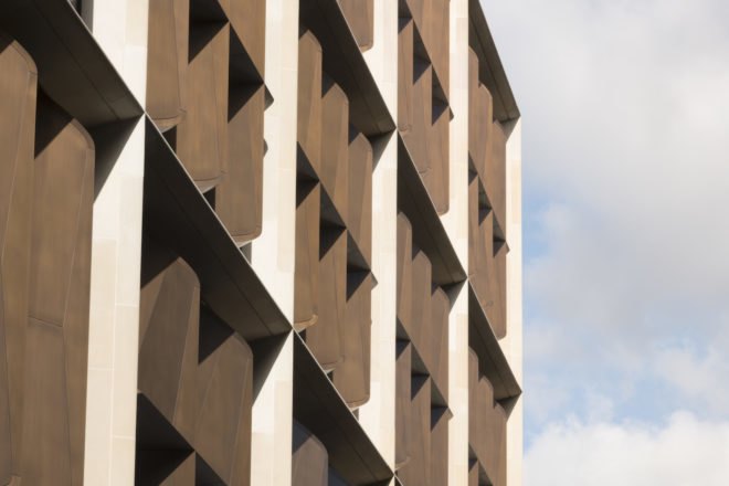 Bloomberg London HQ by Foster + Partners, London Bloomberg office, BREEAM Outstanding architecture, BREEAM Outstanding offices, sandstone and bronze architecture, sustainable office design, world’s most sustainable office
