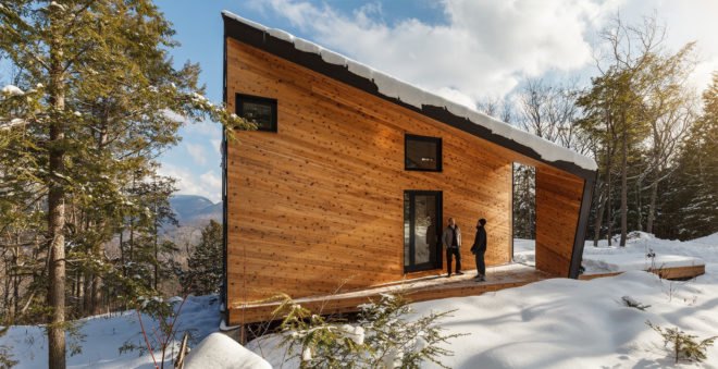 Cabin on a rock, timber structure, cabin, I-Kanda Architects, timber, green architecture, footprint, getaway
