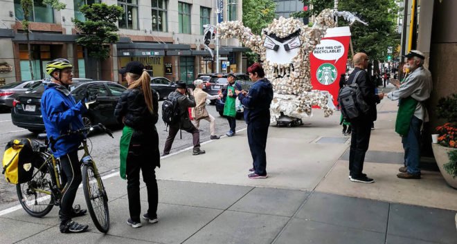 Stand.earth, Cup Monster, Grounds, Starbucks, Seattle, coffee, cup, cups, recyclable cup, recyclable cups, reusable cup, reusable cups, recyclable, recycled, recycling, coffee cup, coffee cups