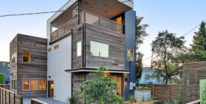 Georgetown North, Georgetown South, net zero, Dwell Development, Seattle, 5-Star Built Green, energy-efficient homes, green architecture, natural light, reclaimed wood, solar roof, solar panels