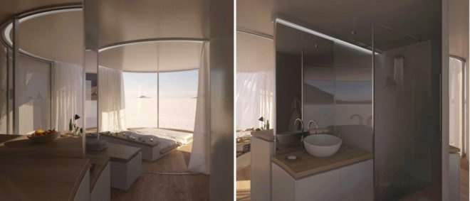 LUMISHELL by Christophe Benichou, LUMICENE glass, LUMISHELL pre-order, LUMISHELL architecture, Christophe Benichou, prefab glamping units, prefabricated architecture for travel, reversible window concept,