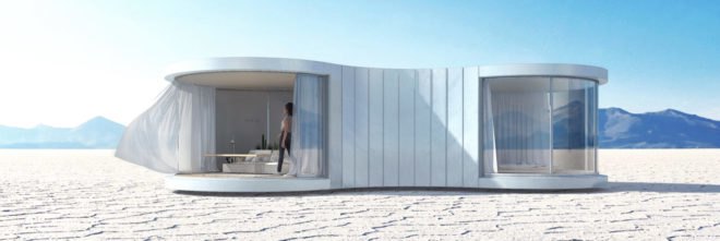 LUMISHELL by Christophe Benichou, LUMICENE glass, LUMISHELL pre-order, LUMISHELL architecture, Christophe Benichou, prefab glamping units, prefabricated architecture for travel, reversible window concept,