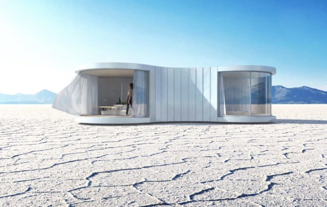 LUMISHELL by Christophe Benichou, LUMICENE glass, LUMISHELL pre-order, LUMISHELL architecture, Christophe Benichou, prefab glamping units, prefabricated architecture for travel, reversible window concept,