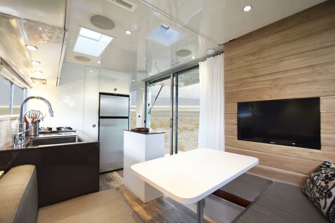 Living Vehicle, HofArc, off grid campers, low impact campers, off grid living, solar powered vehicles, green transportation, green design, green living, aluminum campers, home on wheels, sophisticated living spaces, tiny home living, sustainable materials, green materials, self sustaining trailers