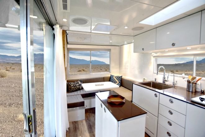 Living Vehicle, HofArc, off grid campers, low impact campers, off grid living, solar powered vehicles, green transportation, green design, green living, aluminum campers, home on wheels, sophisticated living spaces, tiny home living, sustainable materials, green materials, self sustaining trailers
