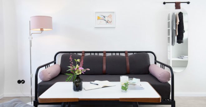 Denisa Strmiskova Studio, Long Story Short Hostel, green renovation, historic building, Czech Republic, modernist furniture, vaulted ceiling, green interior, local craftsmen, natural materials