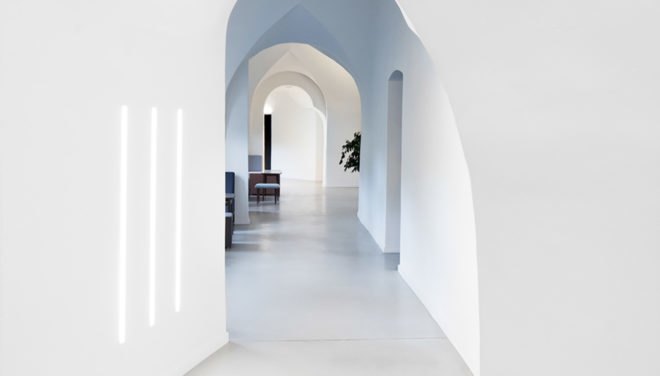 Denisa Strmiskova Studio, Long Story Short Hostel, green renovation, historic building, Czech Republic, modernist furniture, vaulted ceiling, green interior, local craftsmen, natural materials