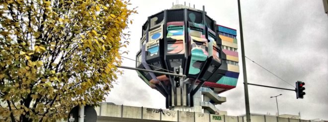 Bierpinsel tower, berlin graffiti tower, unique homes, towers for sale, graffiti in berlin, bierpinsel tower for sale, berlin real estate, urban design, urban housing, odd real estate, tower design, brutalist architecture berlin, brutalist tower berlin