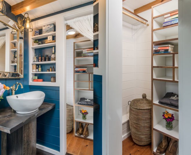 Escher by New Frontier Tiny Homes, New Frontier Tiny Homes, Escher Tiny House, luxurious tiny homes, expensive tiny homes, custom tiny home builds, space saving design tiny homes, space saving design in the home, off grid ready tiny houses
