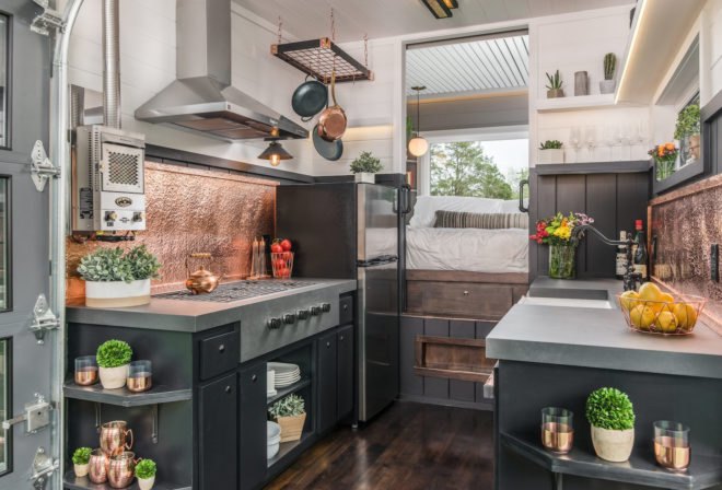 Escher by New Frontier Tiny Homes, New Frontier Tiny Homes, Escher Tiny House, luxurious tiny homes, expensive tiny homes, custom tiny home builds, space saving design tiny homes, space saving design in the home, off grid ready tiny houses