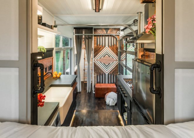 Escher by New Frontier Tiny Homes, New Frontier Tiny Homes, Escher Tiny House, luxurious tiny homes, expensive tiny homes, custom tiny home builds, space saving design tiny homes, space saving design in the home, off grid ready tiny houses