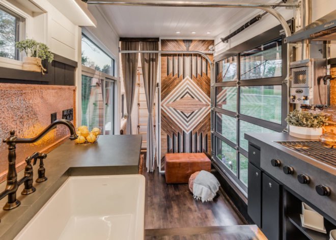Escher by New Frontier Tiny Homes, New Frontier Tiny Homes, Escher Tiny House, luxurious tiny homes, expensive tiny homes, custom tiny home builds, space saving design tiny homes, space saving design in the home, off grid ready tiny houses